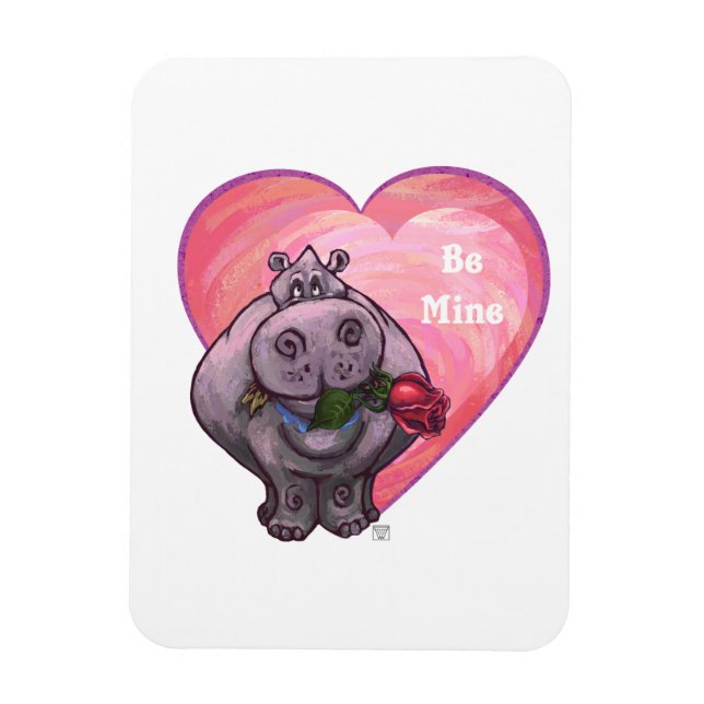 Hippopotamus Valentine's Day Magnet (Vertical)