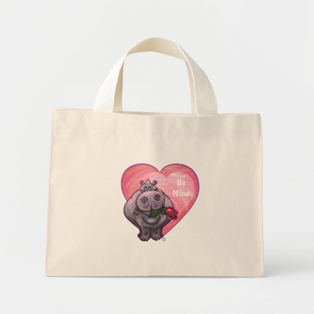 Hippopotamus Valentine's Day Mini Tote Bag (Front)