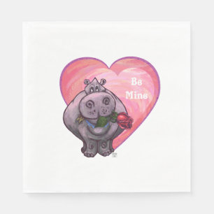 Hippopotamus Valentine's Day Napkin