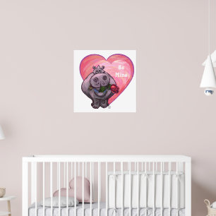 Hippopotamus Valentine's Day Poster