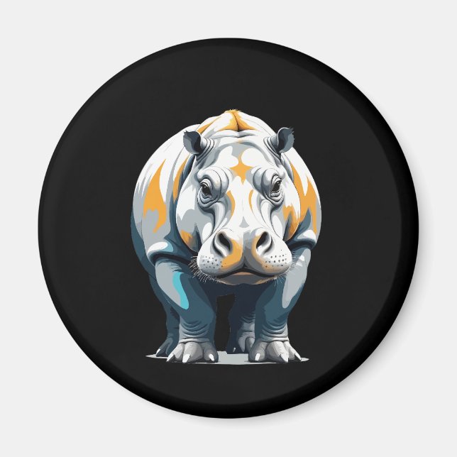 Hippopotamus Vector Art with Vibrant Colours Magnet (Front)