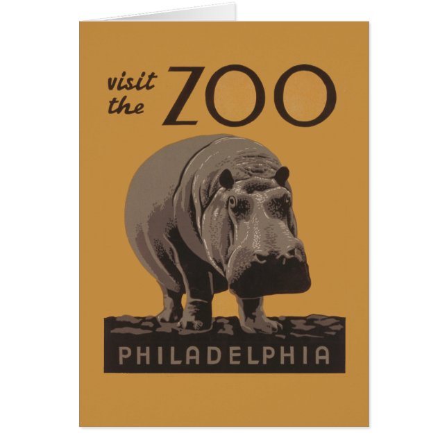 Hippopotamus vintage hippo zoo poster wpa  (Front)