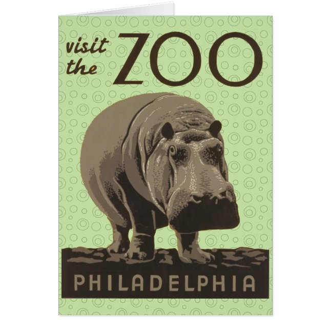 Hippopotamus vintage hippo zoo poster wpa  (Front)
