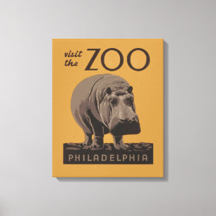 Hippopotamus vintage hippo zoo poster wpa  canvas print