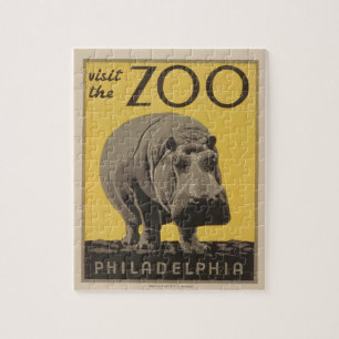 Hippopotamus vintage hippo zoo poster wpa jigsaw puzzle