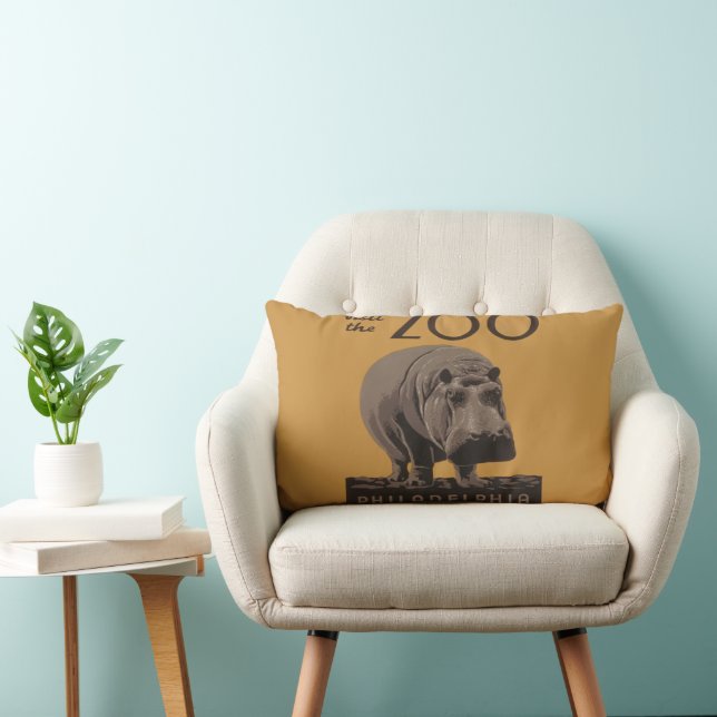 Hippopotamus vintage hippo zoo poster wpa  lumbar cushion (Chair)