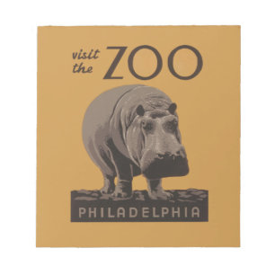 Hippopotamus vintage hippo zoo poster wpa notepad