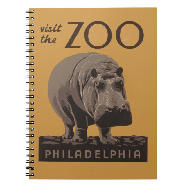 Hippopotamus vintage hippo zoo poster wpa  spiral notebook (Front)