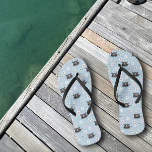 Hippopotamus White Lotus Blue Jandals