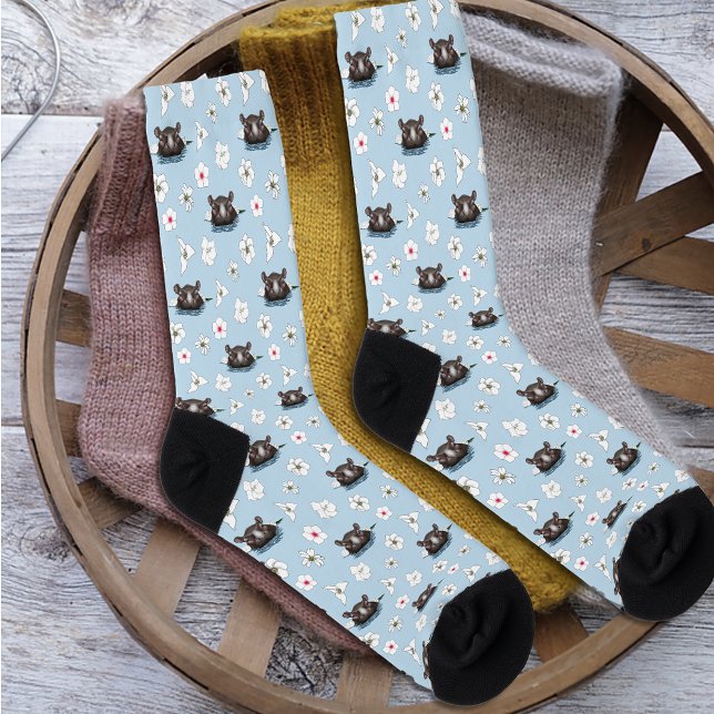 Hippopotamus White Lotus Blue Socks (Creator Uploaded)