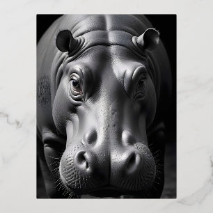 Hippopotamus Wildlife Majestic Nature Life Poster  Foil Holiday Postcard