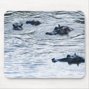 Hippopotamuses wading in a river, Africa Mouse Pad