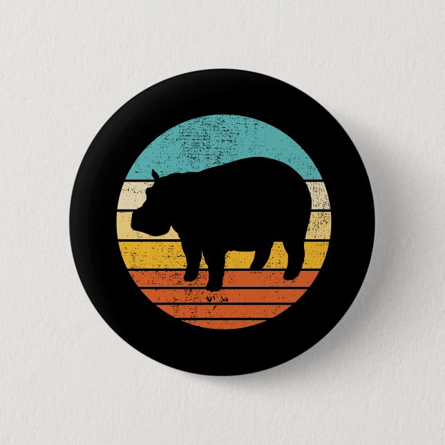 Hippopotomas Retro Sun 6 Cm Round Badge (Front)