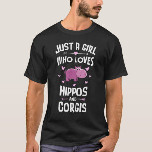 Hippos And Corgis For Girls Women T-Shirt