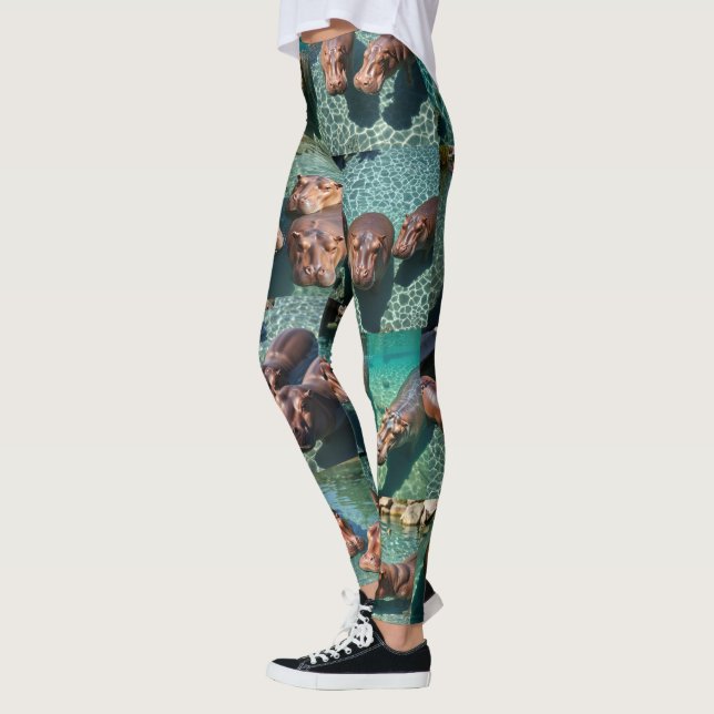 Hippos at Play: A Pond Paradise Leggings (Left)