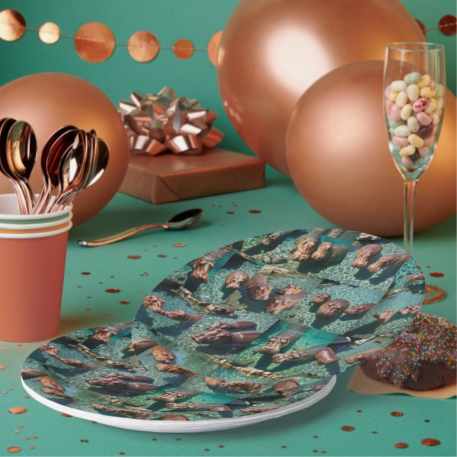 Hippos at Play: A Pond Paradise Paper Plate (Multi)