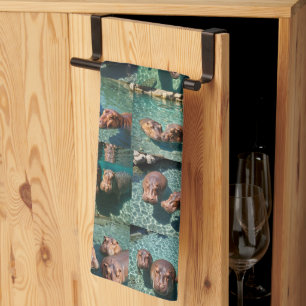 Hippos at Play: A Pond Paradise Tea Towel