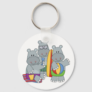 Hippos at the Beach Tshirts and Gifts Key Ring