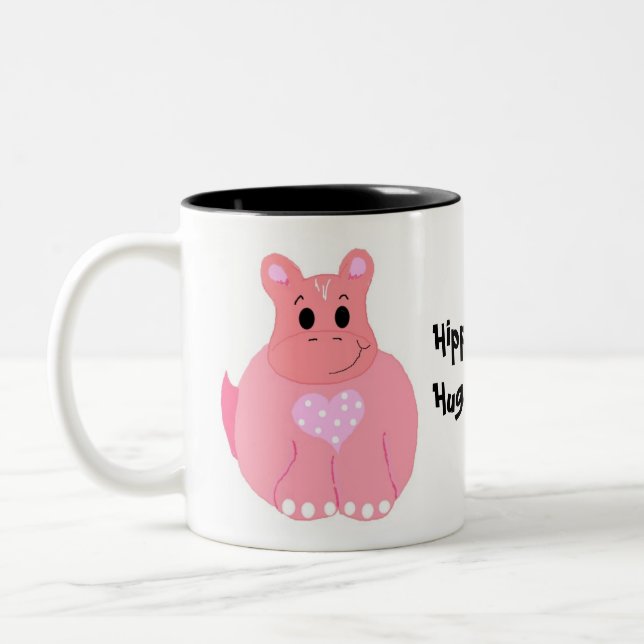 Hippos Have Huge Hearts Two-Tone Coffee Mug (Left)