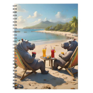 Hippos Having Cocktails On The Beach, Notebook