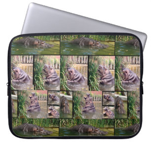 Hippos In A Photo Collage, Laptop Sleeve
