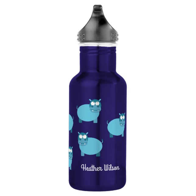 Hippos Kids Hippopotamus Water Bottle with Name (Right)