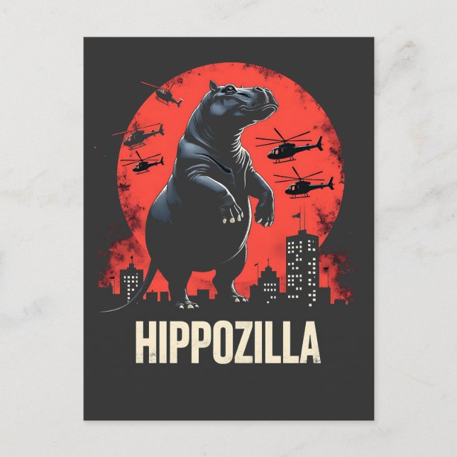 Hippozilla Spooky Moo Deng Baby Pygmy Hippo Postcard (Front)
