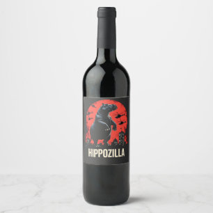 Hippozilla Spooky Moo Deng Baby Pygmy Hippo Wine Label