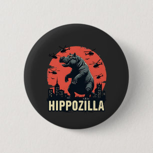 Hippozilla Spooky Moo Deng Hippo Halloween 6 Cm Round Badge