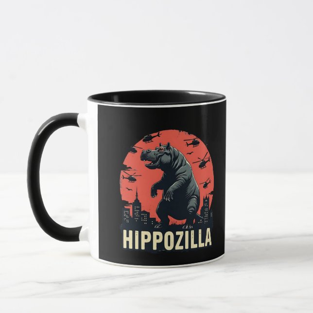 Hippozilla Spooky Moo Deng Hippo Halloween Mug (Left)