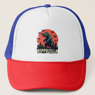 Hippozilla Spooky Moo Deng Hippo Halloween Trucker Hat