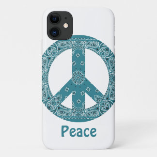 Hippy Bandanna Peace Sign Teal Case-Mate iPhone Case