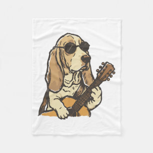Hippy Beagle Playing Guitar Fleece Blanket
