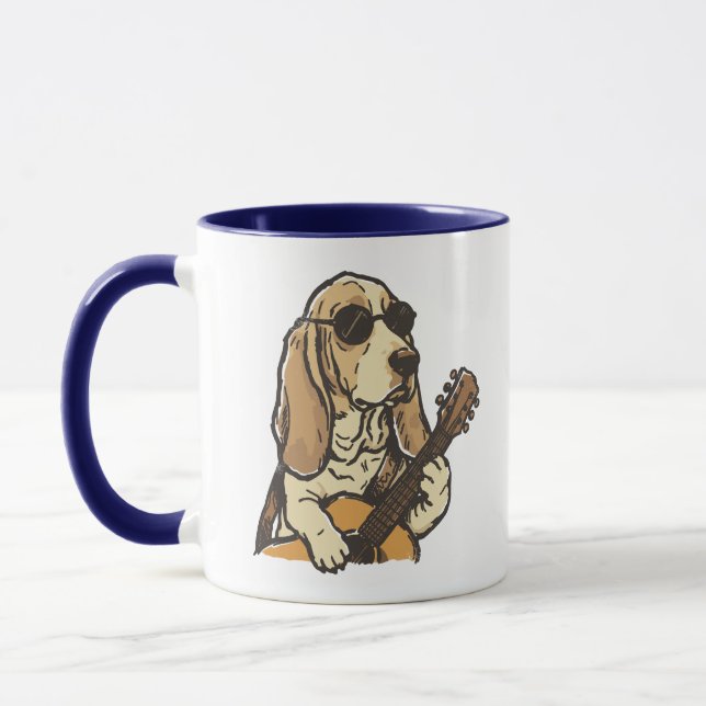 Hippy Beagle Playing Guitar  Mug (Left)