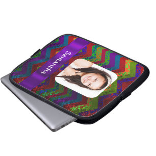 Hippy chevron personalised photo template laptop sleeve