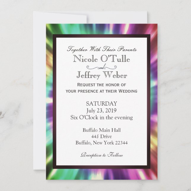 Hippy Chic Tie Dye Tye Die Wedding Invitation (Front)