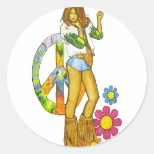 Hippy Chick Classic Round Sticker