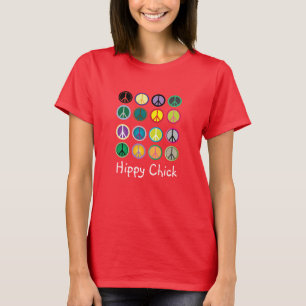Hippy chick slogan peace sign 60s colourful patter T-Shirt