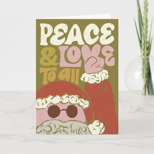 Hippy Christmas Retro Santa Folded Greeting Card (Front)