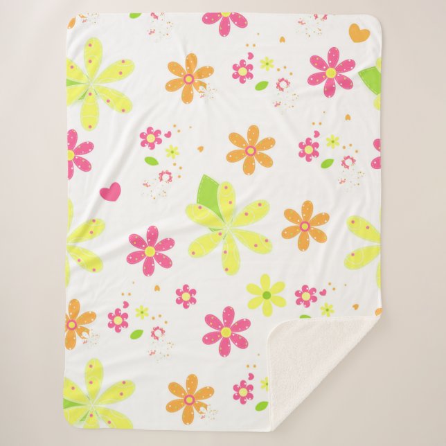 Hippy Daisies Sherpa Blanket (Front)