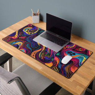 Hippy Dog Colorful Waves Desk Mat