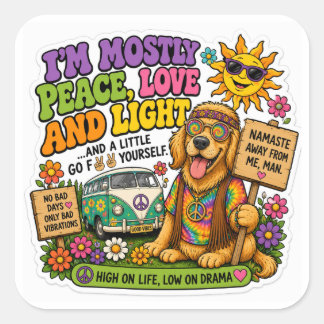 Hippy Dog Square Sticker