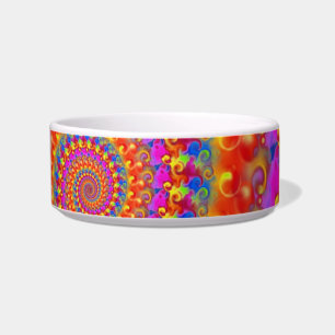 Hippy Fractal Pattern Pink Turquoise & Yellow Bowl