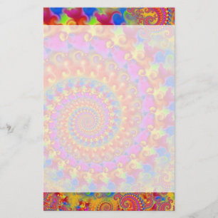 Hippy Fractal Pattern Pink Turquoise & Yellow Stationery