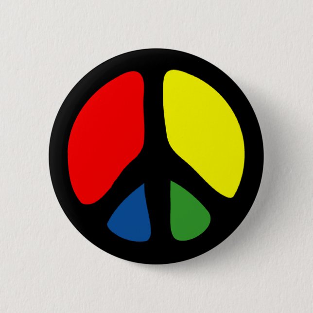 Hippy Groovy Peace Symbol 6 Cm Round Badge (Front)