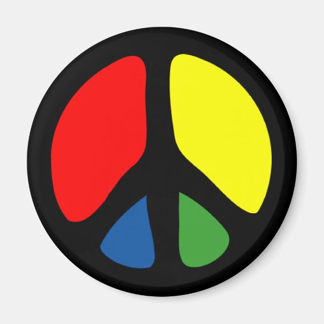 Hippy Groovy Peace Symbol Magnet (Front)