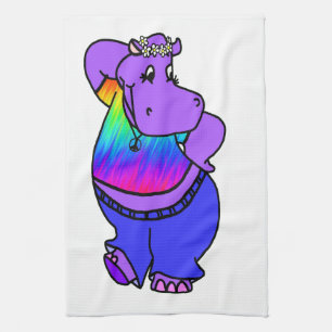 Hippy Hippo Tea Towel