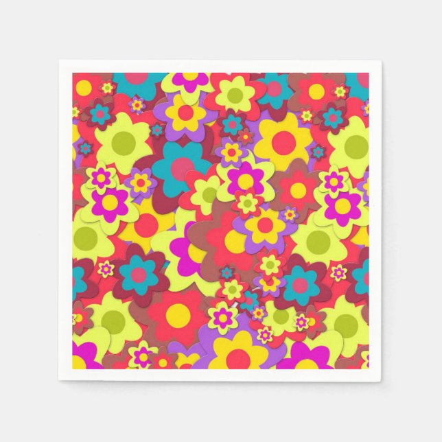 Hippy Peace flower child dinner party Napkin (Front)