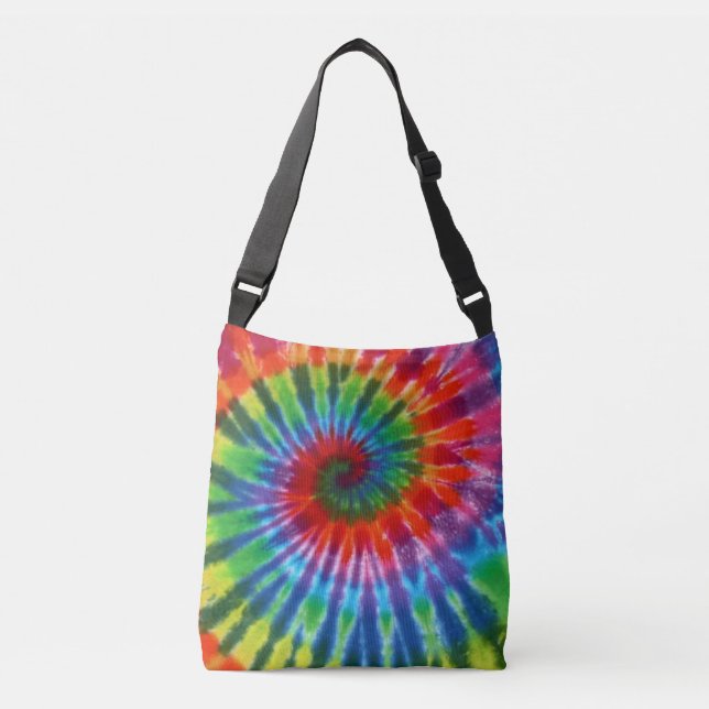 Hippy Peace Retro 60s Tie Dye Crossbody Bag (Front)