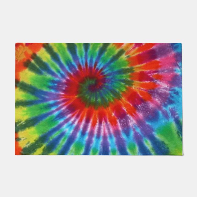 Hippy Peace Retro 60s Tie Dye Doormat (Front)